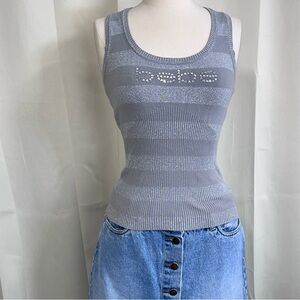 Bebe Gray Striped Women's Tank Top